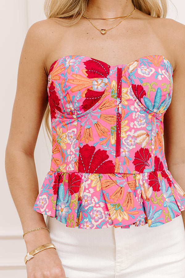 Vacay Vibes Floral Corset Top Image 2 pink Sonoma Charm Floral Midi Dress 