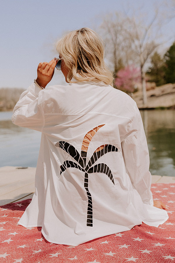 Palm Trees And Pina Coladas Embroidered Button Up Image 1