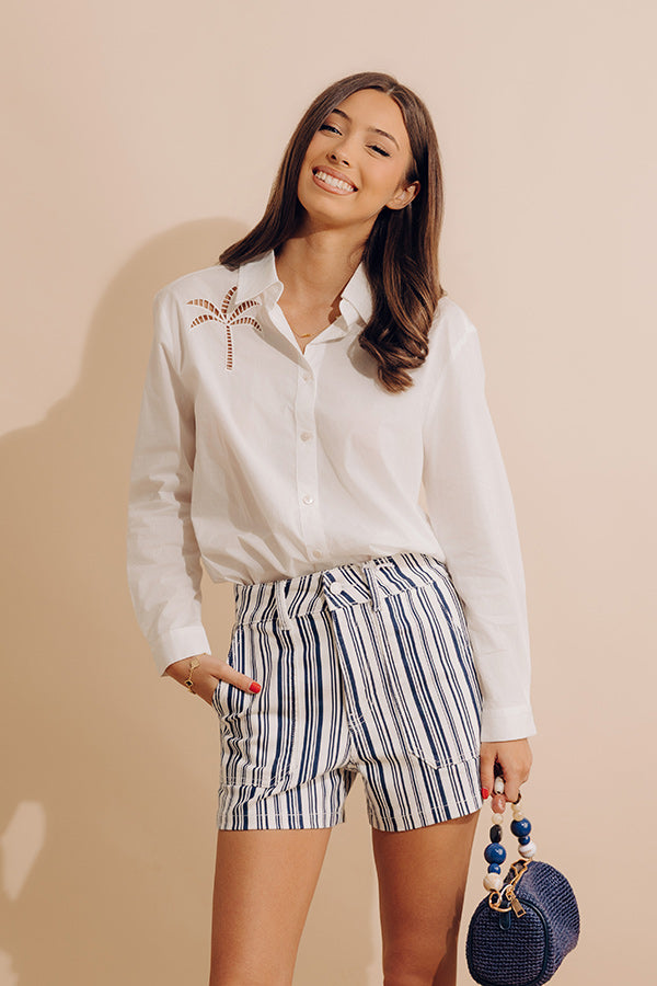 Palm Trees And Pina Coladas Embroidered Button Up
