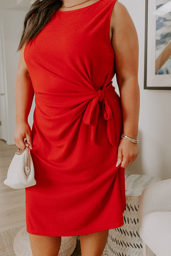 Block Party Chic Front Tie Mini Dress Curves 3XL / red Block Party Chic Front Tie Mini Dress Curves 3XL / red