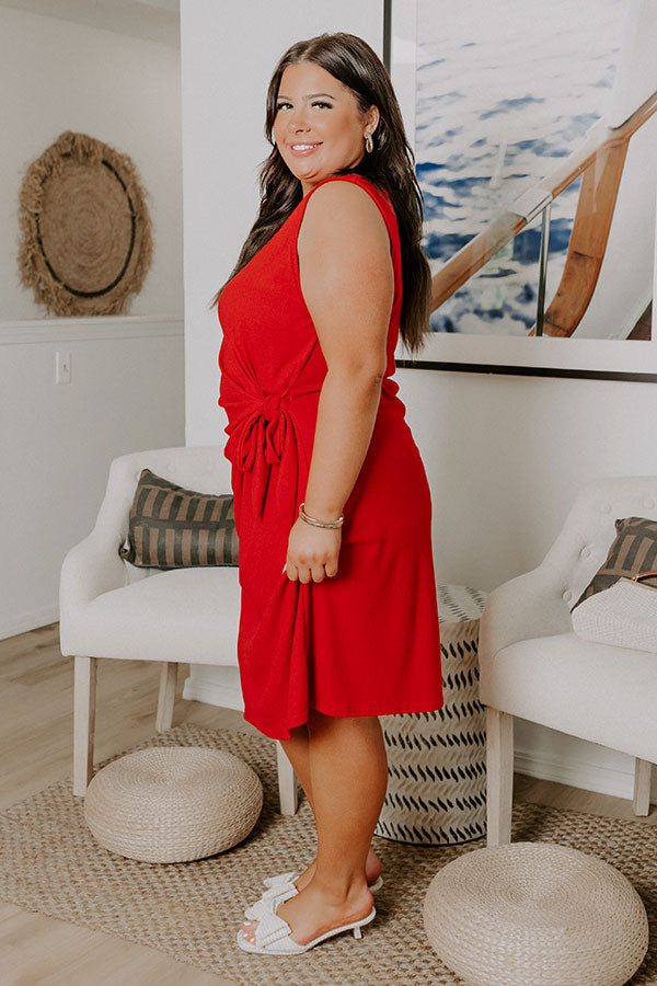 Block Party Chic Front Tie Mini Dress Curves 3XL / Red Block Party Chic Front Tie Mini Dress Curves 3XL / Red