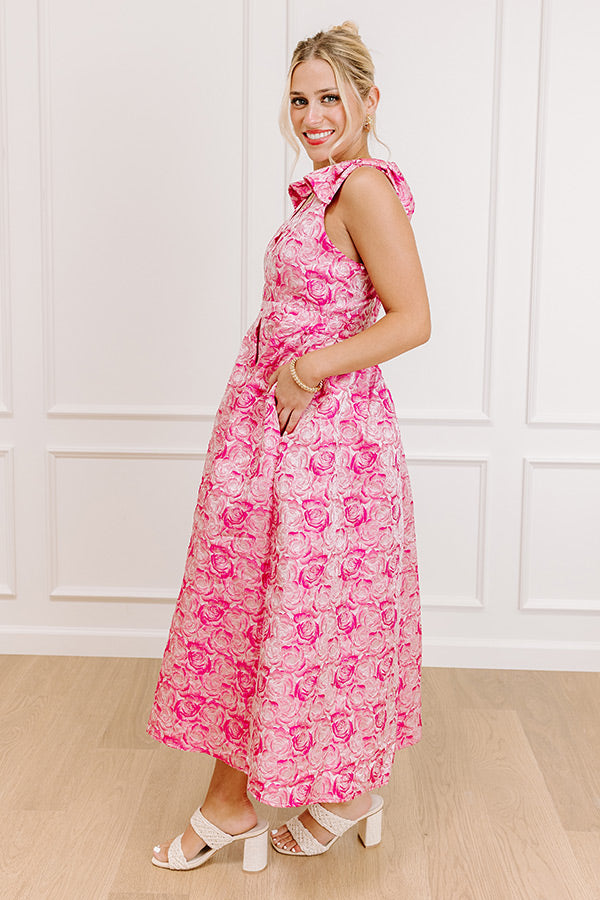 Twilight Garden Jacquard Midi Dress in Pink Image 4 pink Sonoma Charm Floral Midi Dress 