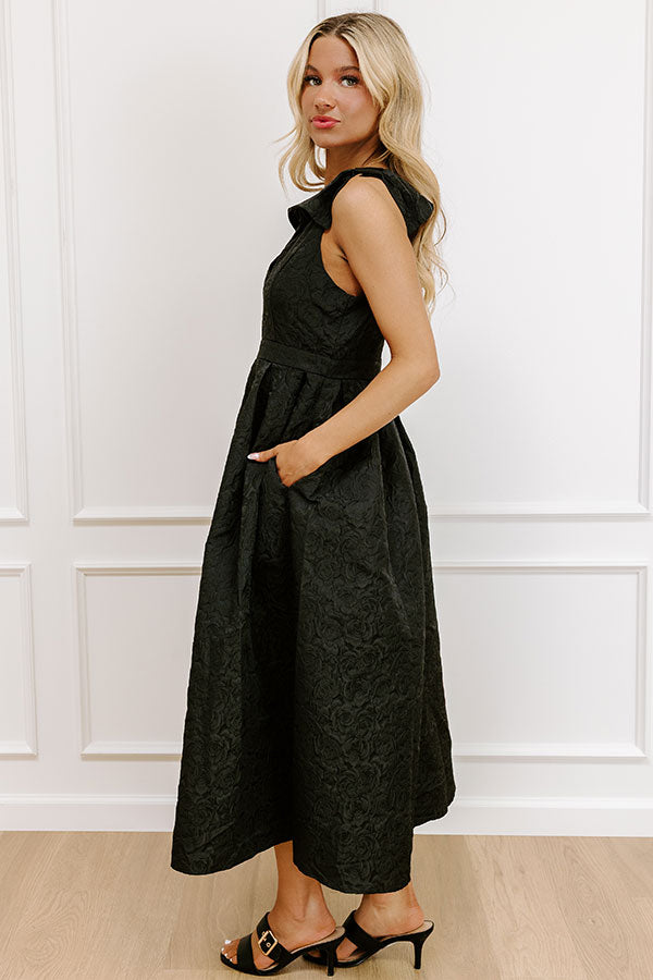 black jacquard midi dress Women's Esmeralda Straight See-Through Jacquard Midi Dress S/M/Customize Black MEAN BLVD, Black / S
