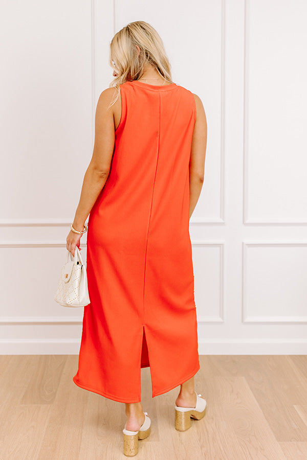 Santa Monica Chic Ribbed Midi Dress in Coral Image 3