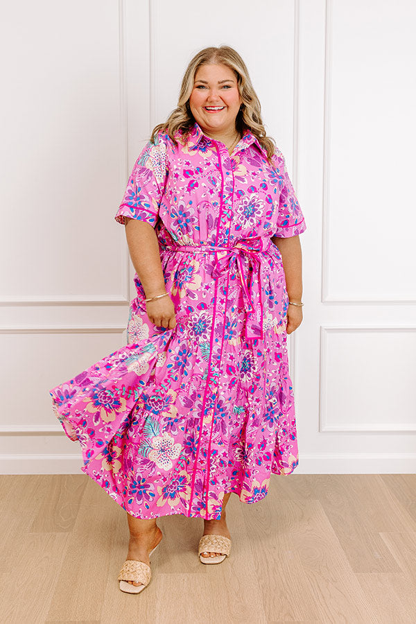 Full Bloom Button Down Midi Dress Curves Image 4   