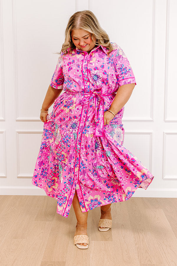 Full Bloom Button Down Midi Dress Curves Image 1   