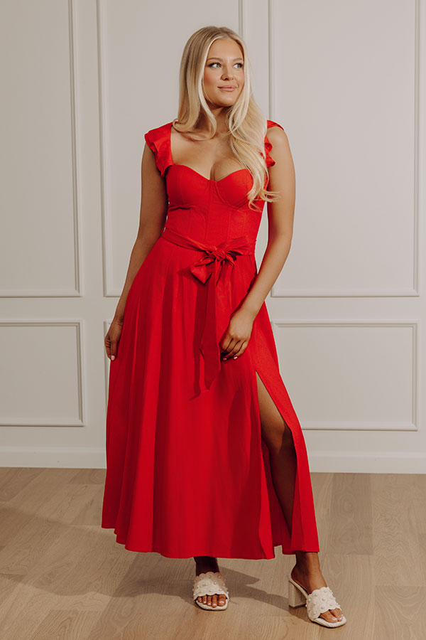 Haute In Here Linen-Blend Maxi Dress L / red Haute In Here Linen-Blend Maxi Dress L / red