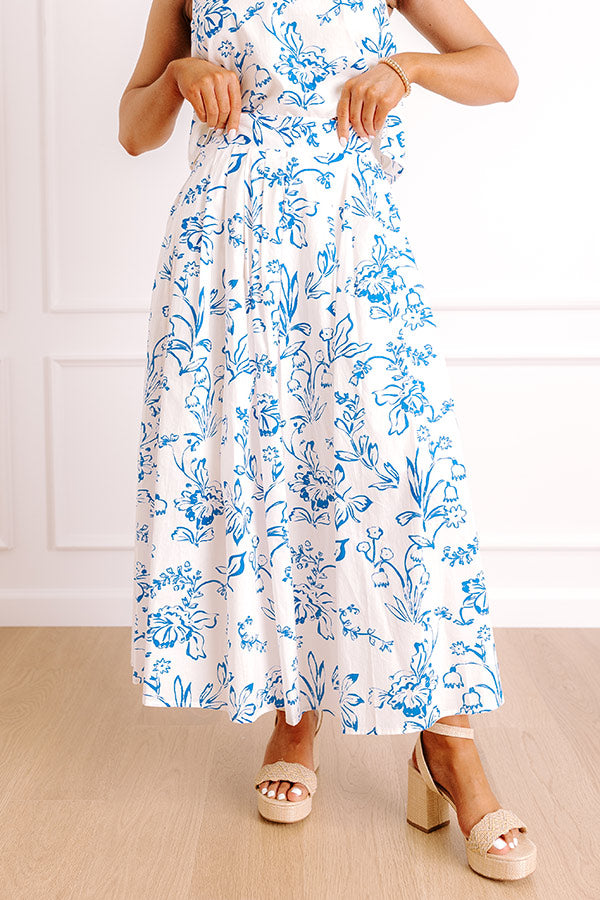 Chic and Serene High Waist Floral Maxi Skirt Image 3