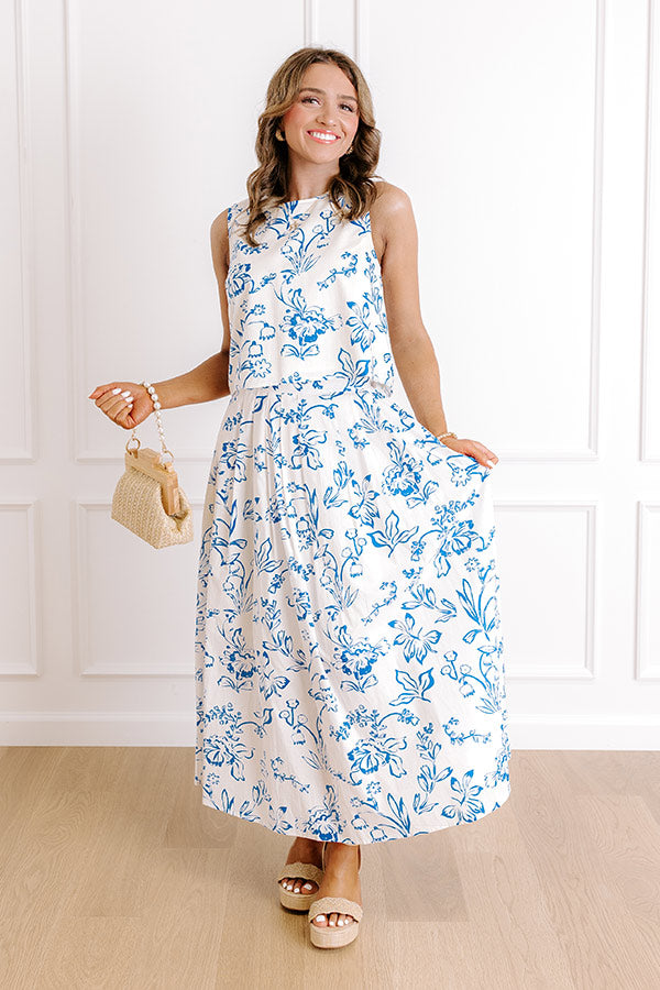 Chic and Serene High Waist Floral Maxi Skirt Image 1