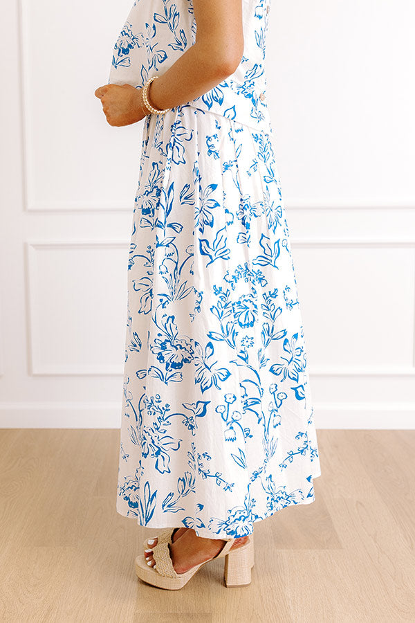 Chic and Serene High Waist Floral Maxi Skirt Image 4