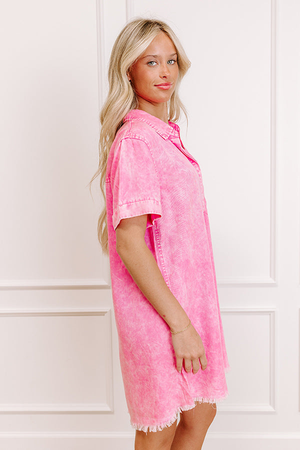 pink chambray dress Classic Hot Pink Chambray Dress