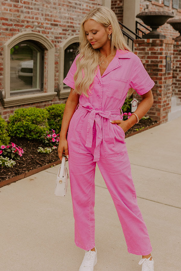 Capturing Memories Denim Jumpsuit in Violet Image 2