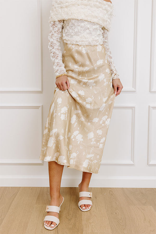 The Faith High Waist Satin Midi Skirt Image 2   