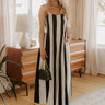 Stripe A Pose Linen-Blend Jumpsuit in Black Image 1