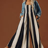 Stripe A Pose Linen-Blend Jumpsuit in Black Image - 1