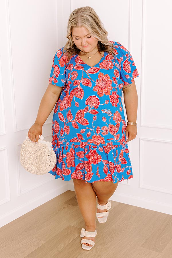 Serene Moment Floral Mini Dress in Ocean Blue Curves Image 5