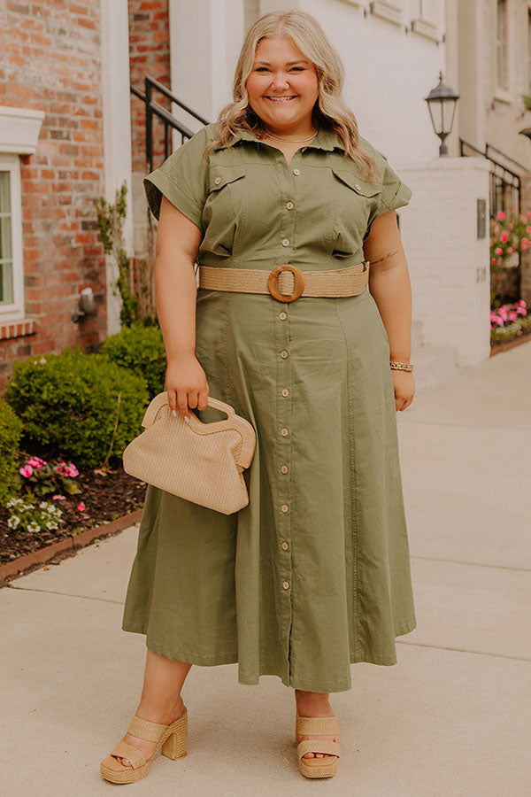 Chic Cityscape Button Down Midi Dress Curves Image 3