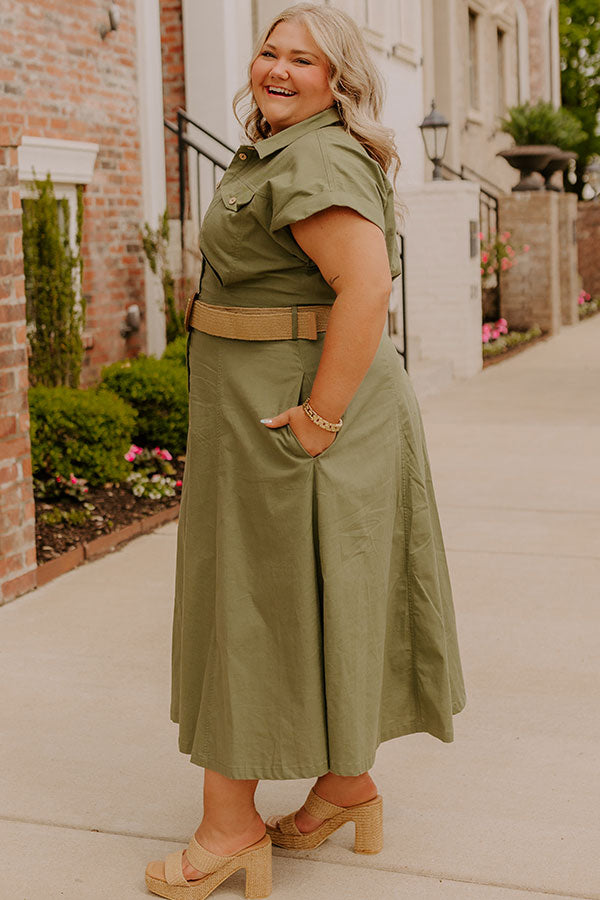 Chic Cityscape Button Down Midi Dress Curves Image 4