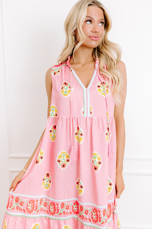 Margaritas On The Boardwalk Floral Midi Dress in Pink Image 2