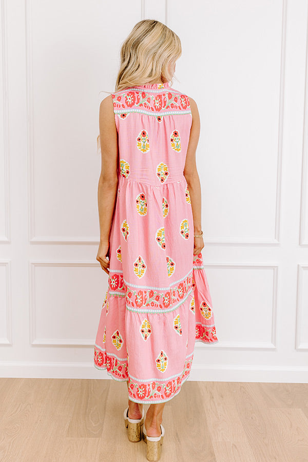 Margaritas On The Boardwalk Floral Midi Dress in Pink Image 4