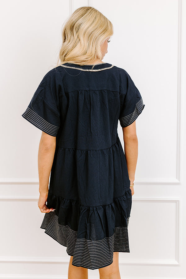 Lake Day Bliss Tiered Mini Dress in Navy Image 5