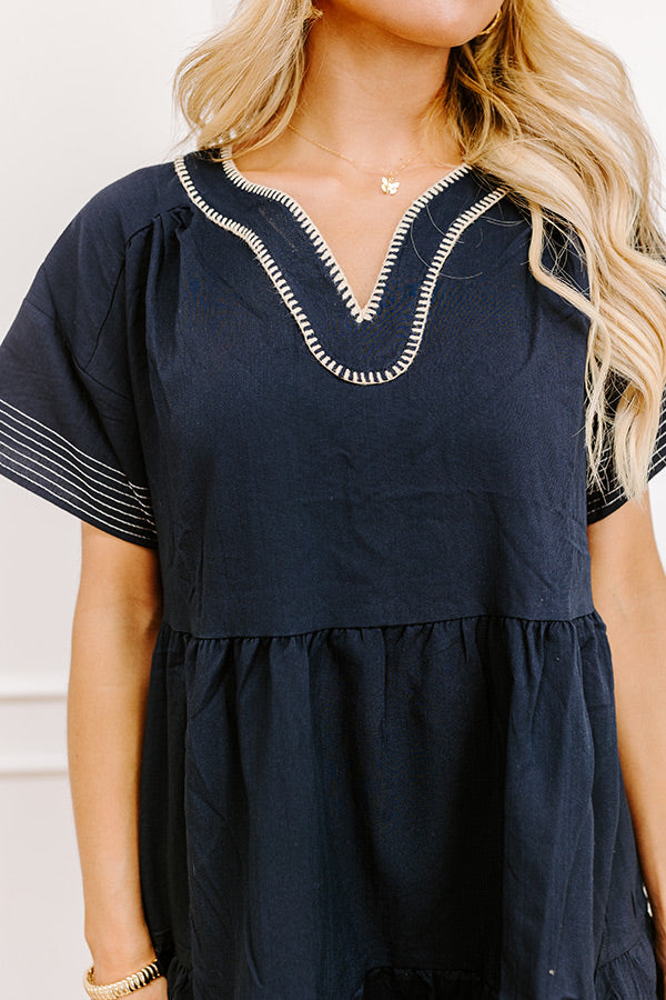 Lake Day Bliss Tiered Mini Dress in Navy Image 3