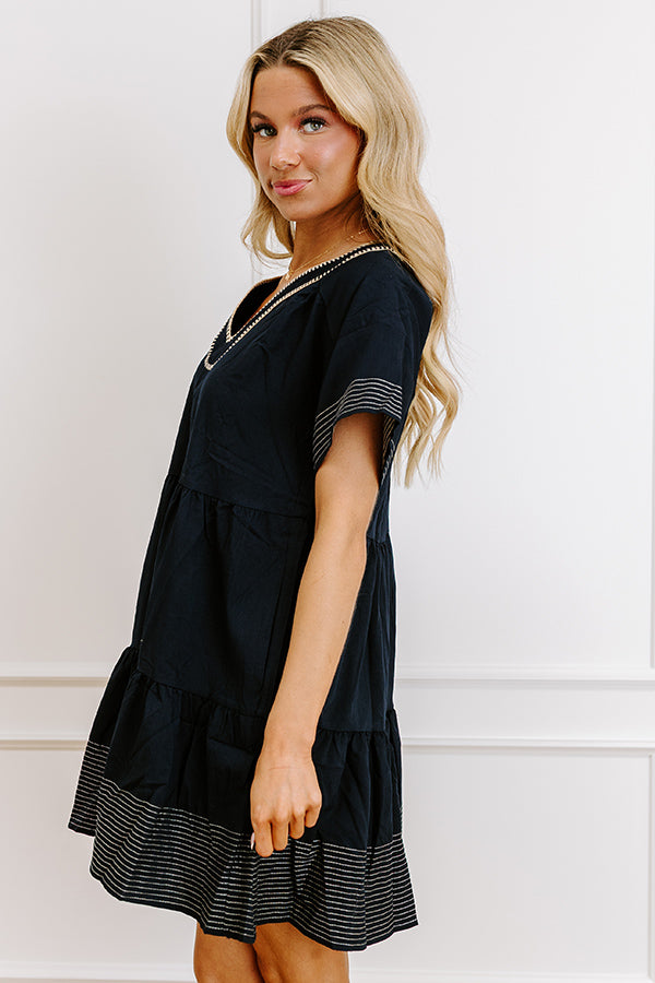 Lake Day Bliss Tiered Mini Dress in Navy Image 4