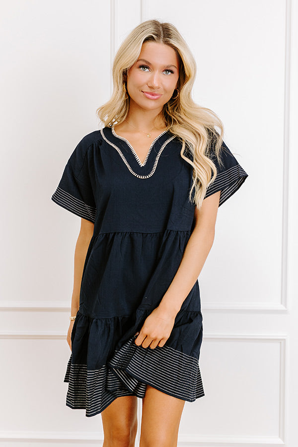 Lake Day Bliss Tiered Mini Dress in Navy Image 1