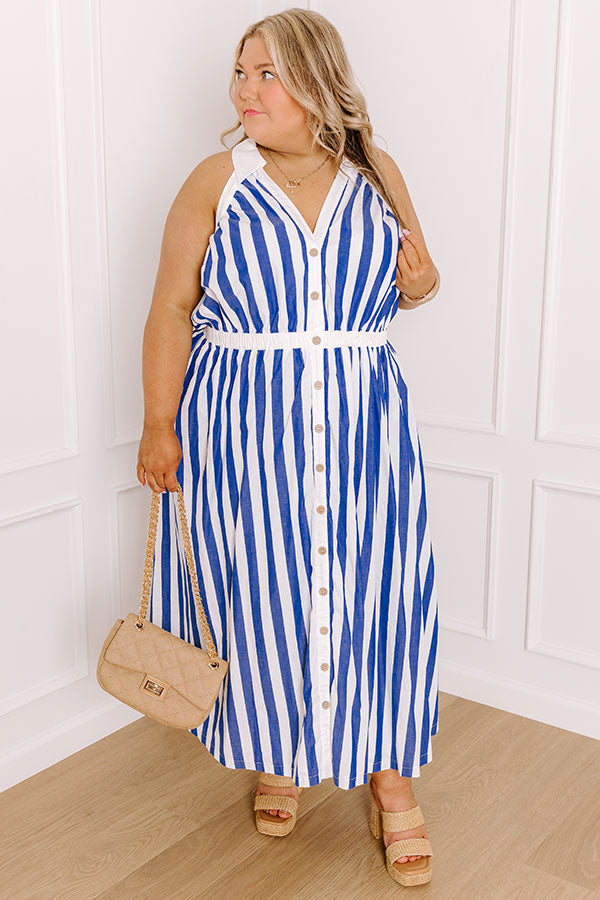 Sail Away Stripe Midi Dress Curves 2XL / royal-blue Sail Away Stripe Midi Dress Curves 2XL / royal-blue