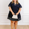 Lake Day Bliss Tiered Mini Dress in Navy Curves Image 1