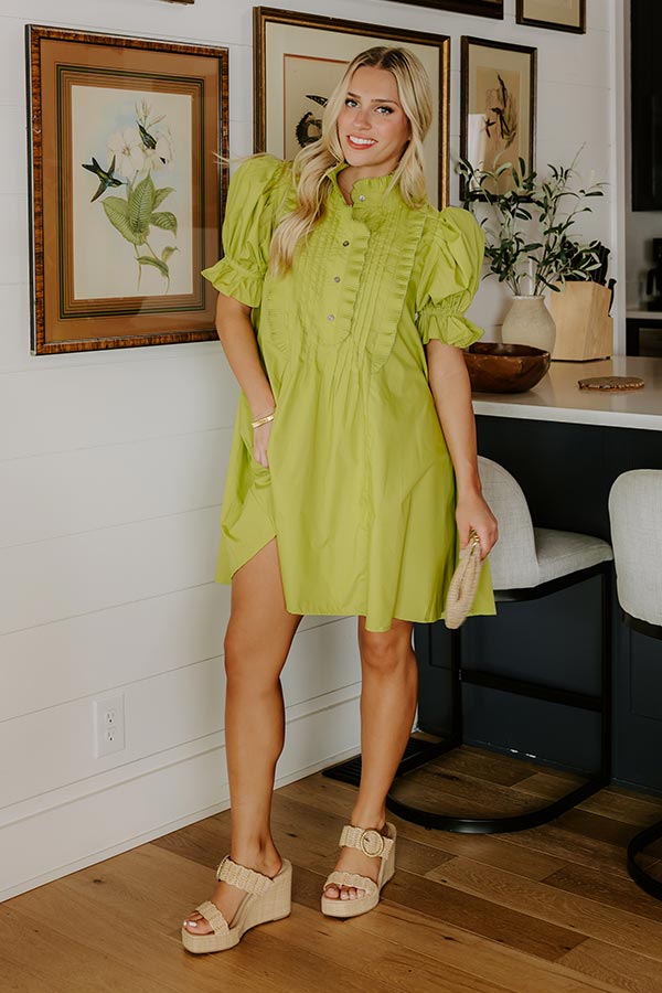 Sweet Energy Pleated Mini Dress in Lime Punch Image 1