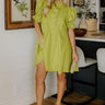 Sweet Energy Pleated Mini Dress in Lime Punch Image 1
