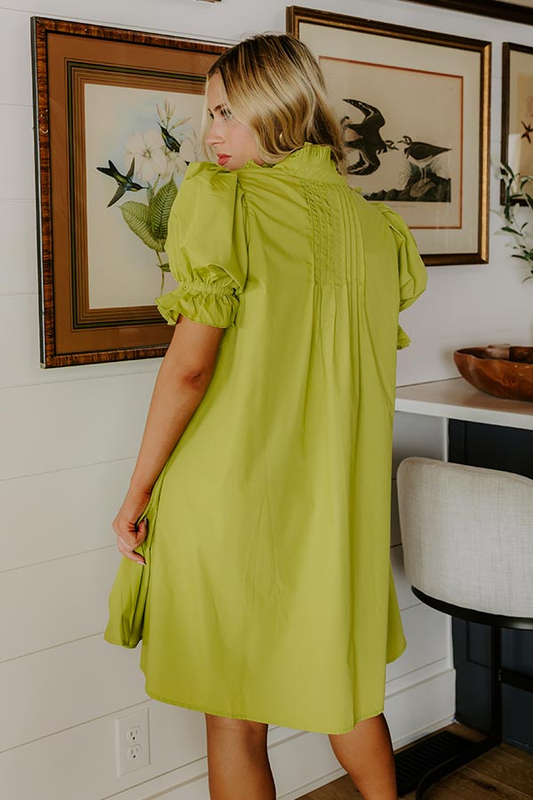 Sweet Energy Pleated Mini Dress in Lime Punch Image 4
