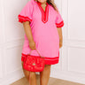 Boardwalk Babe Linen-Blend Mini Dress in Pink Curves Image 1