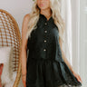 Rose All Day Eyelet Tank in Black Image 1