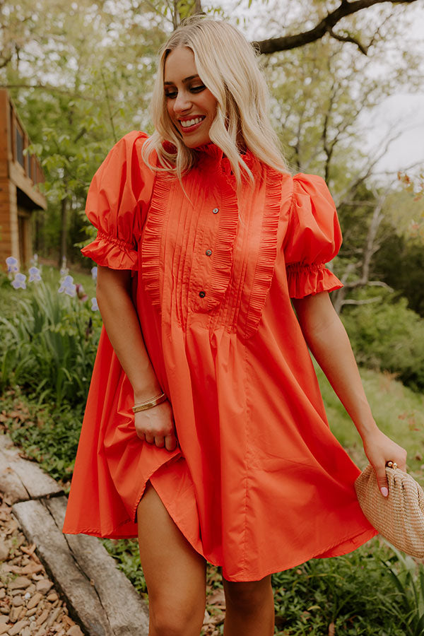 Sweet Energy Pleated Mini Dress in Tangerine Image 1