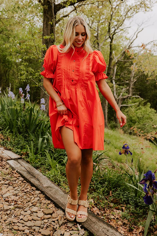 Sweet Energy Pleated Mini Dress in Tangerine Image 2