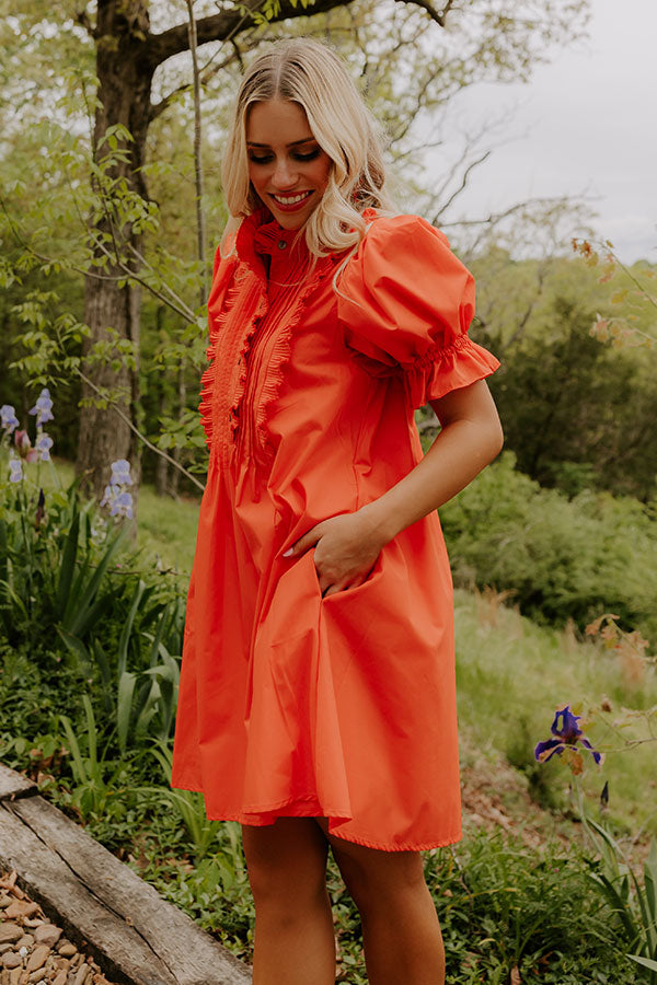 Sweet Energy Pleated Mini Dress in Tangerine Image 3