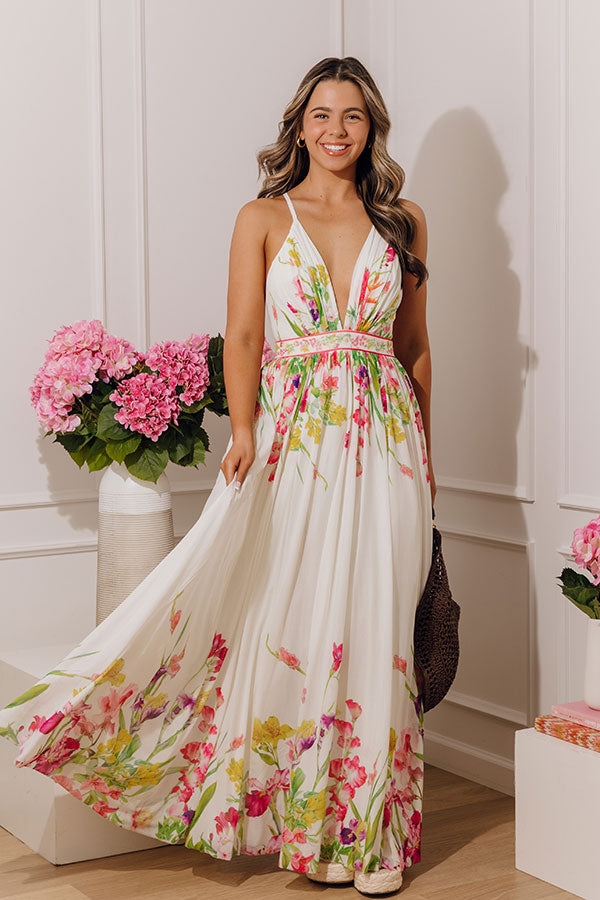 Whimsical Moment Floral Maxi Dress L / ivory