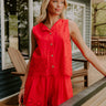 Rose All Day Eyelet Tank in Red Image 1