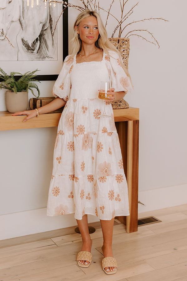 Whispering Fields Floral Embroidered Midi Dress Image 1