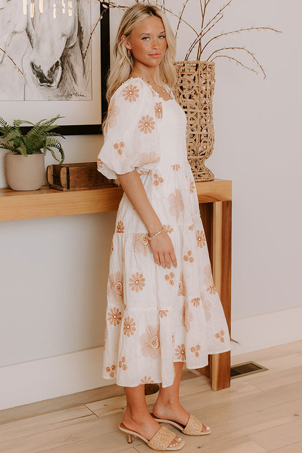 Whispering Fields Floral Embroidered Midi Dress Image 2