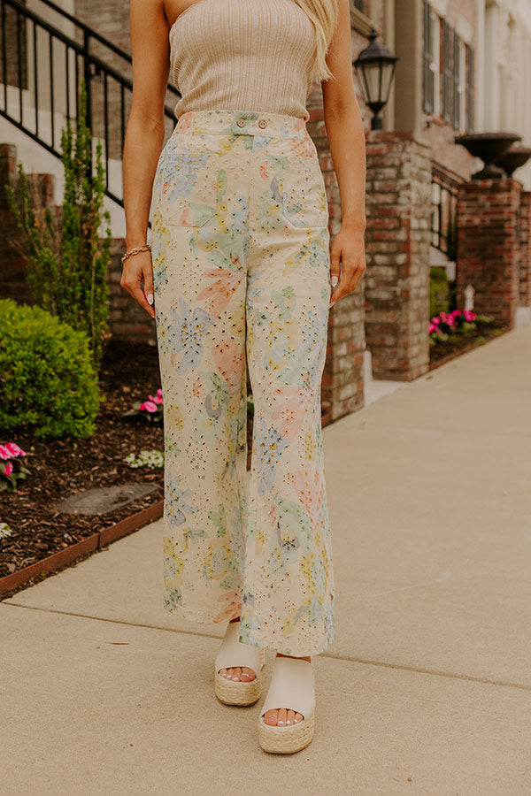The Florence High Waist Floral Eyelet Pants Image - 2