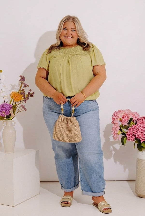 RISEN Willa High Waist Barrel Leg Jean Curves