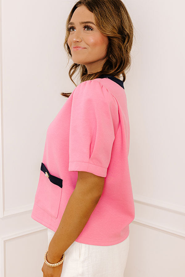 Uptown Manhattan Button Down Top in Pink Image 3
