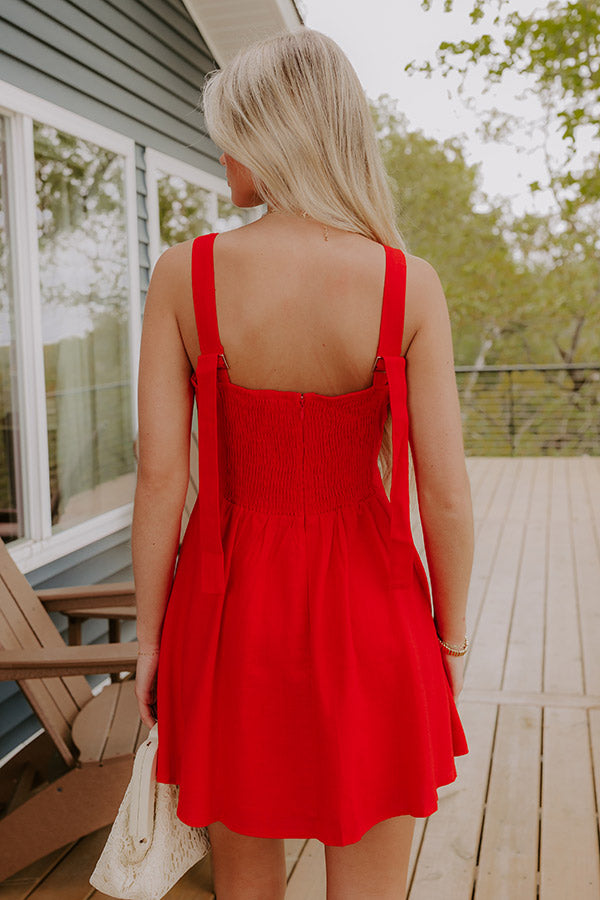 Sweet Talk Linen-Blend Mini Dress in Red M / Red Sweet Talk Linen-Blend Mini Dress in Red M / Red