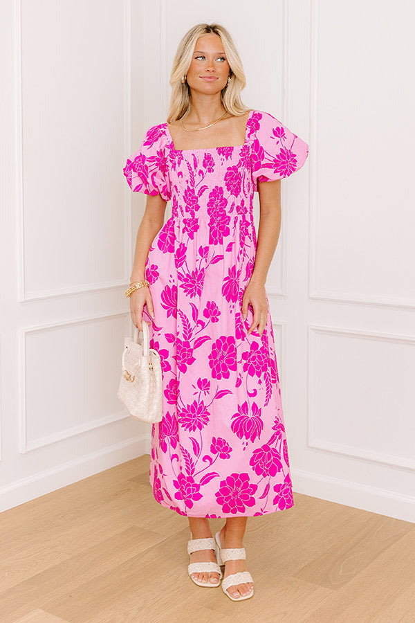 Lush Rows Floral Midi Dress Image 3