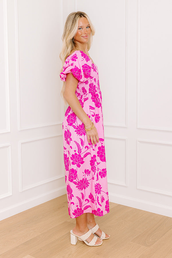 Lush Rows Floral Midi Dress M / pink Lush Rows Floral Midi Dress M / pink