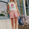 The Sam High Waist Stripe Skort in Red Image - 1