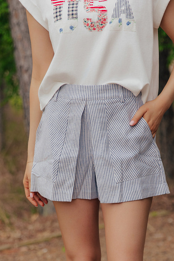 The Sam High Waist Stripe Skort in Blue Image - 1